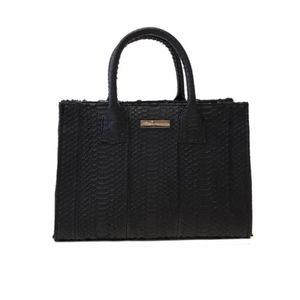 Belgravia Mini Tote, Black Italian Watersnake